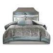 Pemberly Row Contemporary 24-Piece Polyester Comforter Set in Blue