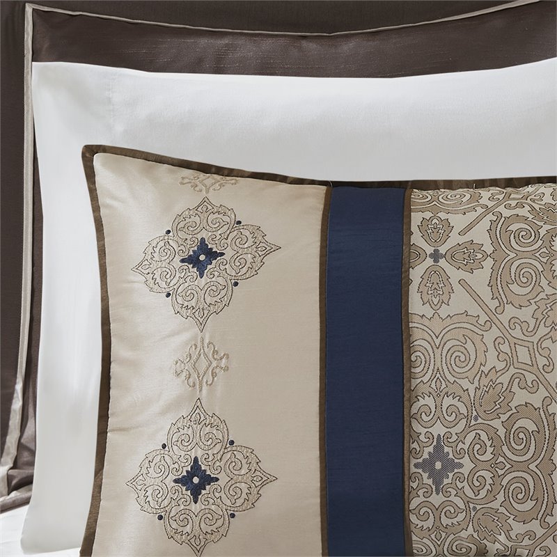 Pemberly Row Contemporary 24-Piece Polyester Comforter Set in Navy