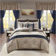 Pemberly Row Contemporary 24-Piece Polyester Comforter Set in Navy