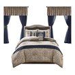 Pemberly Row Contemporary 24-Piece Polyester Comforter Set in Navy