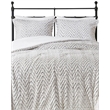 Pemberly Row Polyester Back Printed Long Fur Comforter Set in Ivory
