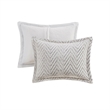 Pemberly Row Polyester Back Printed Long Fur Comforter Set in Ivory