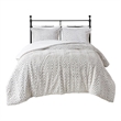 Pemberly Row Polyester Back Printed Long Fur Comforter Set in Ivory