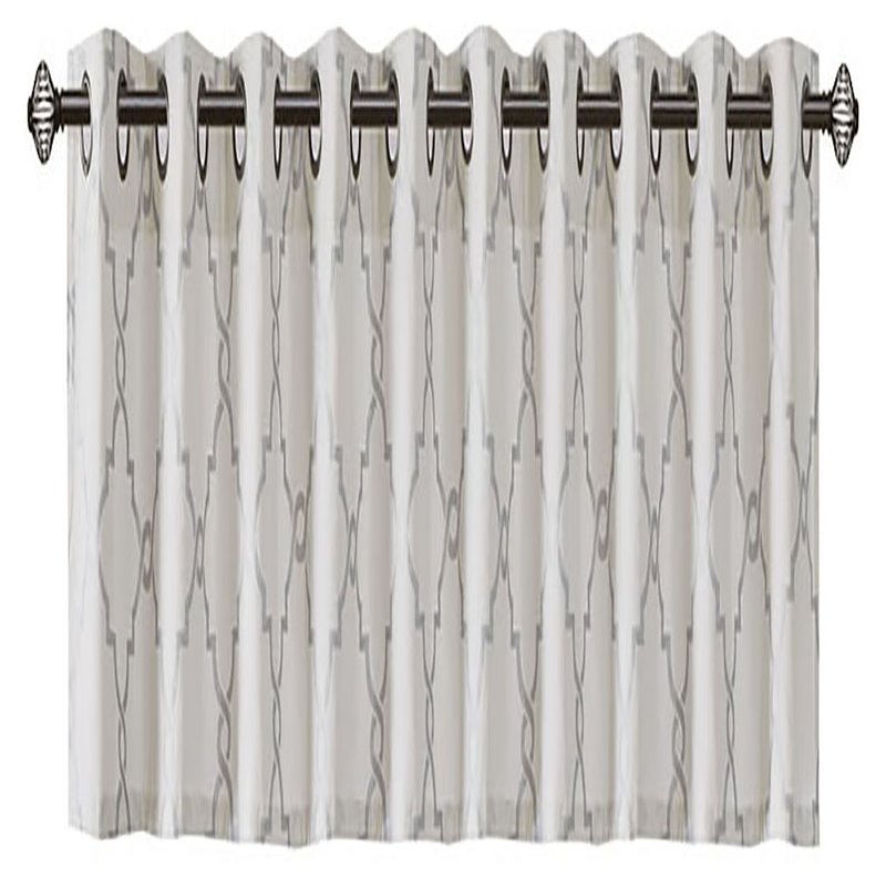 Pemberly Row Polyester Cotton Rayon Fretwork Printed Valance in Ivory