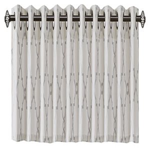 Pemberly Row Polyester Cotton Rayon Fretwork Printed Valance in Ivory