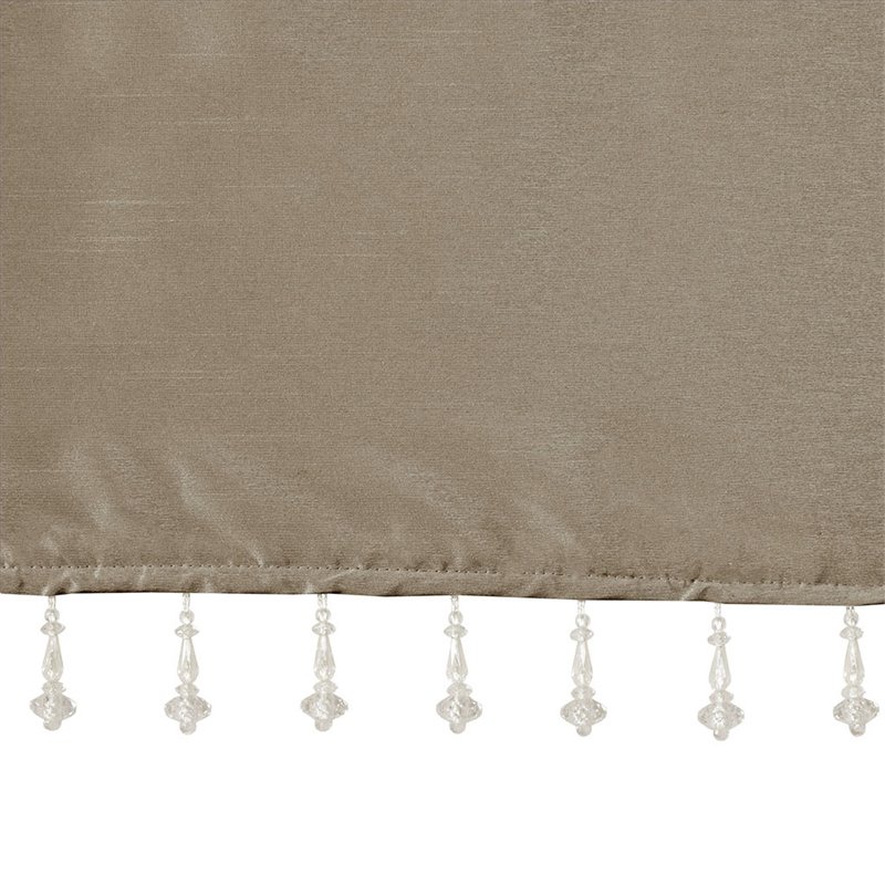 Pemberly Row Lightweight Faux Silk Fabric Valance with Beads in Pewter