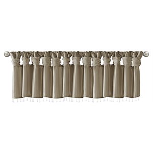 Pemberly Row Lightweight Faux Silk Fabric Valance with Beads in Pewter