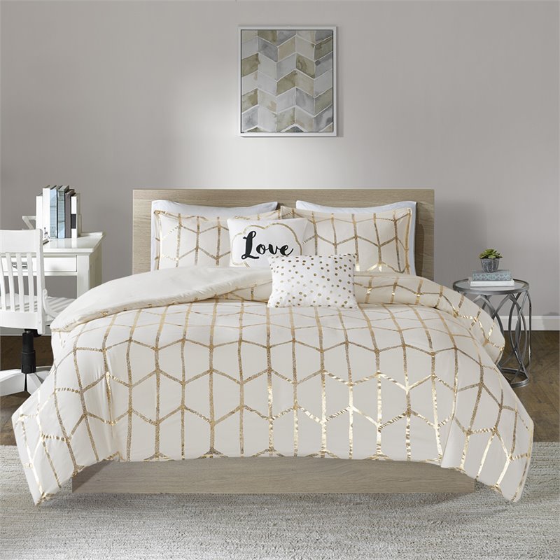 Pemberly Row Polyester Twin/Twin XL Duvet Cover Set in Ivory
