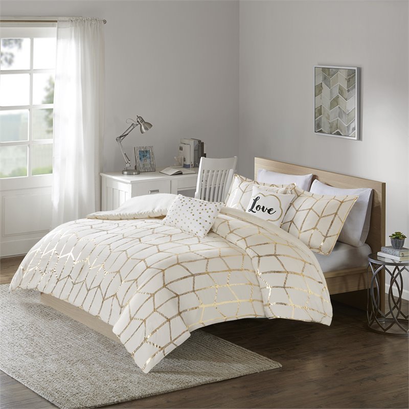 Pemberly Row Polyester Twin/Twin XL Duvet Cover Set in Ivory