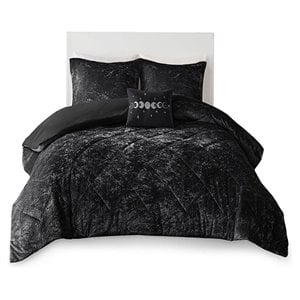 Pemberly Row Polyester King/Cal King Duvet Cover Set in Black