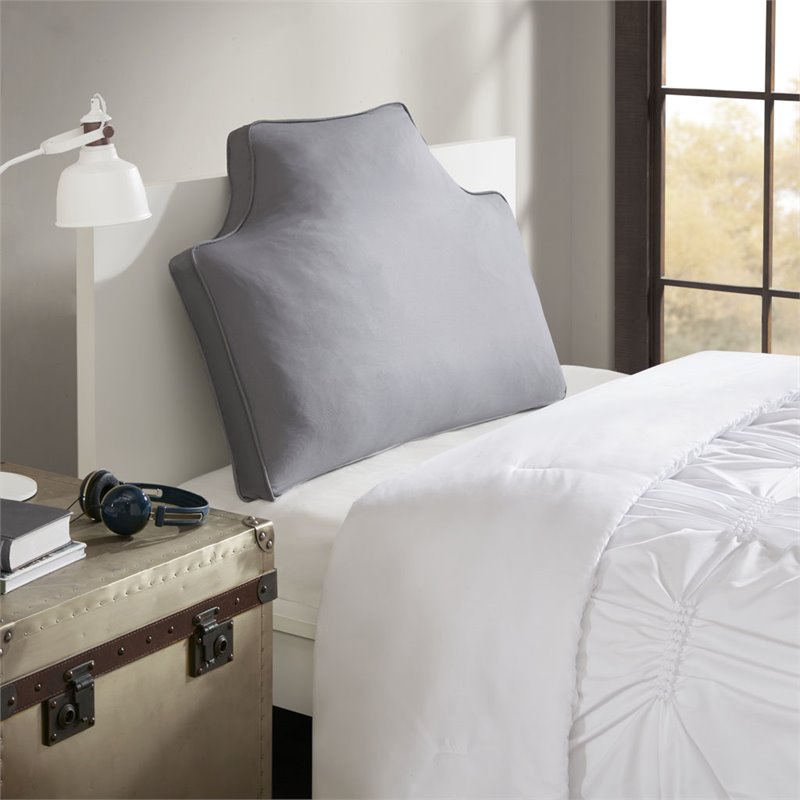 Pemberly Row Cotton Canvas Oversized Headboard Pillow in Gray