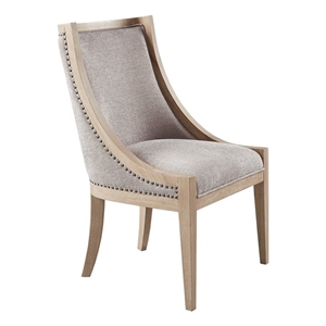 Pemberly Row 19&quot Fabric and Solid Wood Dining Chair in Beige