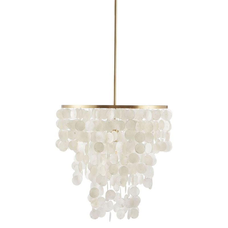 Pemberly Row Transitional Metal and Shells Capiz Chandelier in Gold/White