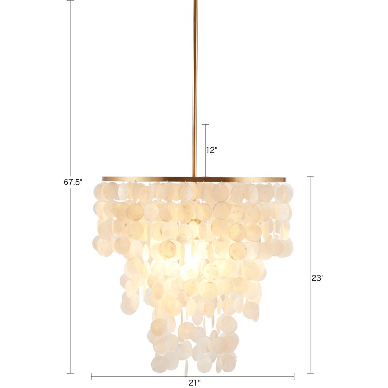 Pemberly Row Transitional Metal and Shells Capiz Chandelier in Gold/White