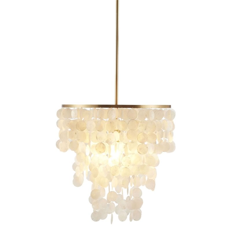 Pemberly Row Transitional Metal and Shells Capiz Chandelier in Gold/White