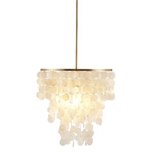 Pemberly Row Transitional Metal and Shells Capiz Chandelier in Gold/White