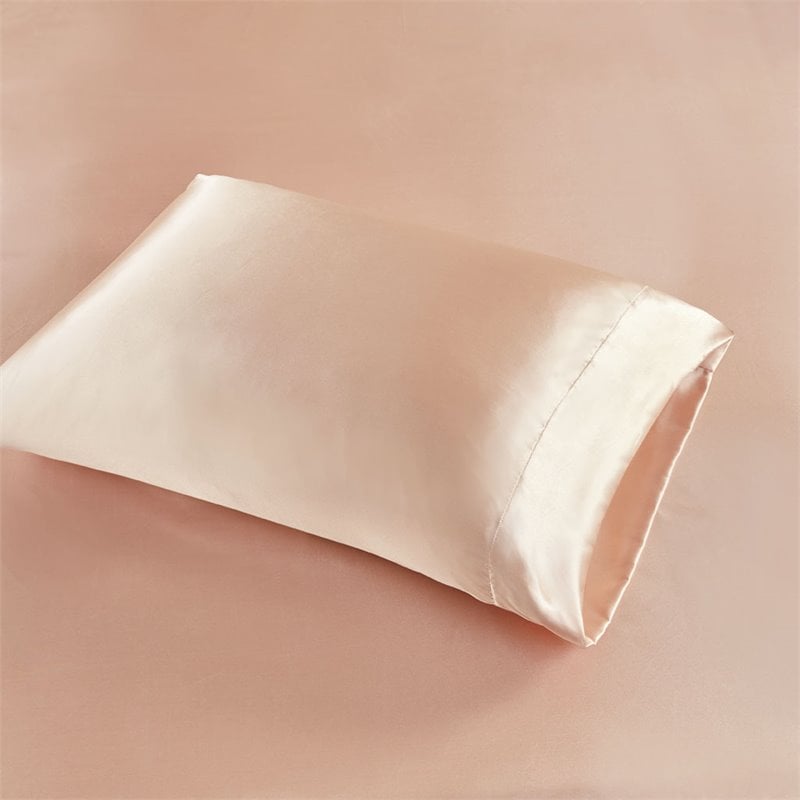 Pemberly Row 6-piece Polyester Satin Sheet Set in Blush Pink