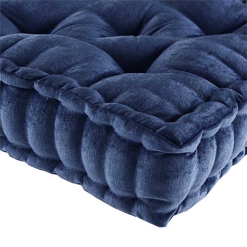 Pemberly Row Square Polyester Chenille Floor Pillow Cushion in Navy