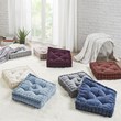 Pemberly Row Square Polyester Chenille Floor Pillow Cushion in Navy