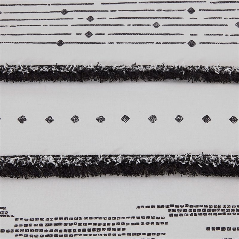 Pemberly Row 3-Piece Cotton Printed Comforter Set with Trims in Black/White
