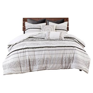 Pemberly Row 3-Piece Cotton Printed Comforter Set with Trims in Black/White