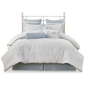 Pemberly Row Contemporary Cotton Quilted Comforter Set in White