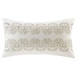 Pemberly Row Traditional Cotton Oblong Pillow with Embroidery in White
