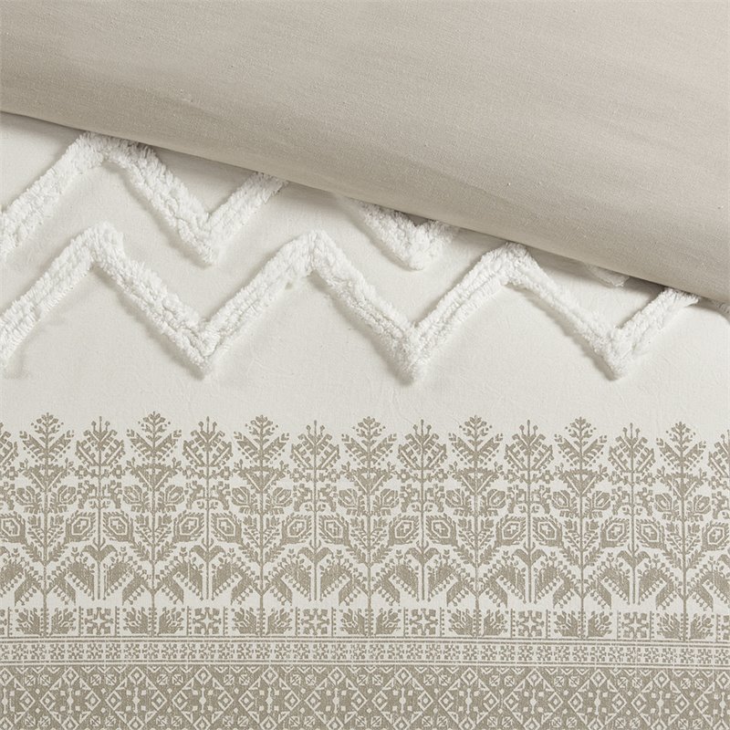 Pemberly Row 3-piece Cotton Full/Queen Duvet Cover Set with Chenille in Brown