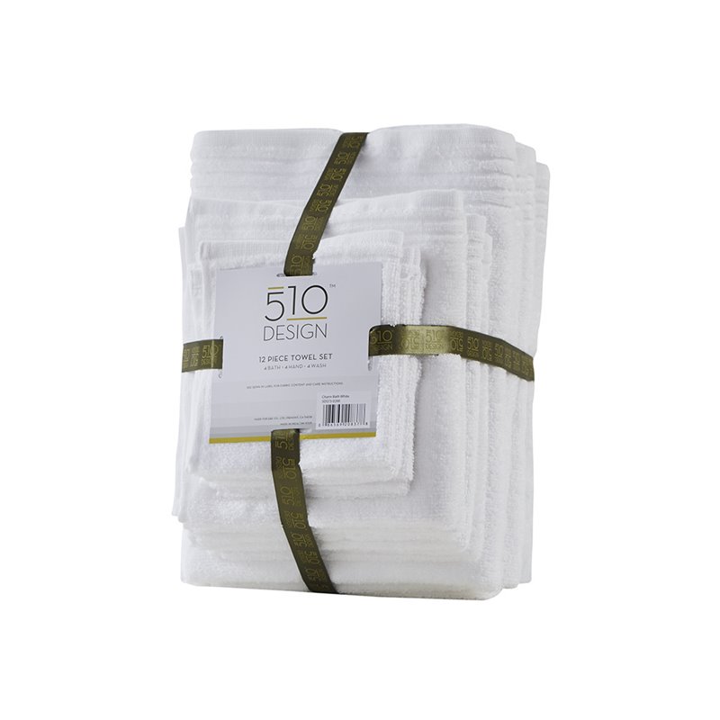 Pemberly Row Big Bundle 12-piece Cotton Bath Towel Set in White