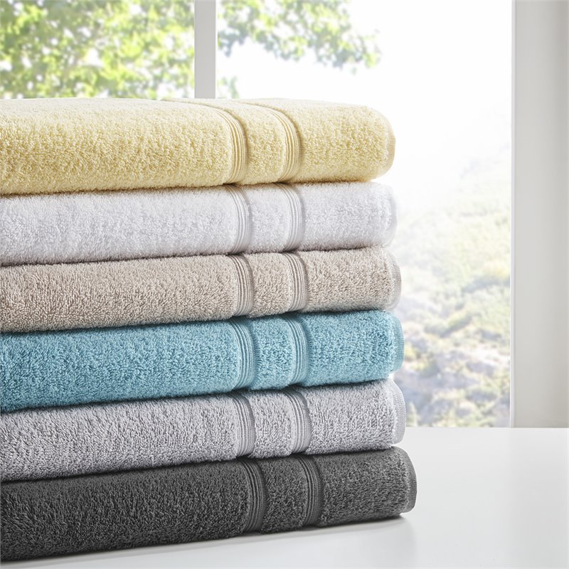 Pemberly Row 6-piece Contemporary Turkish Cotton Towel Set in Gray