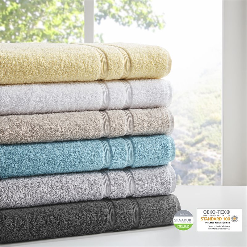 Pemberly Row 6-piece Contemporary Turkish Cotton Towel Set in Gray