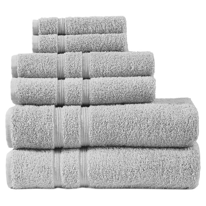 Pemberly Row 6-piece Contemporary Turkish Cotton Towel Set in Gray