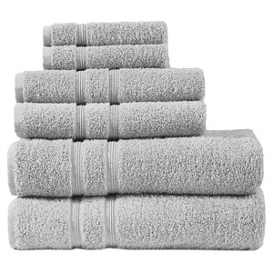 Pemberly Row 6-piece Contemporary Turkish Cotton Towel Set in Gray