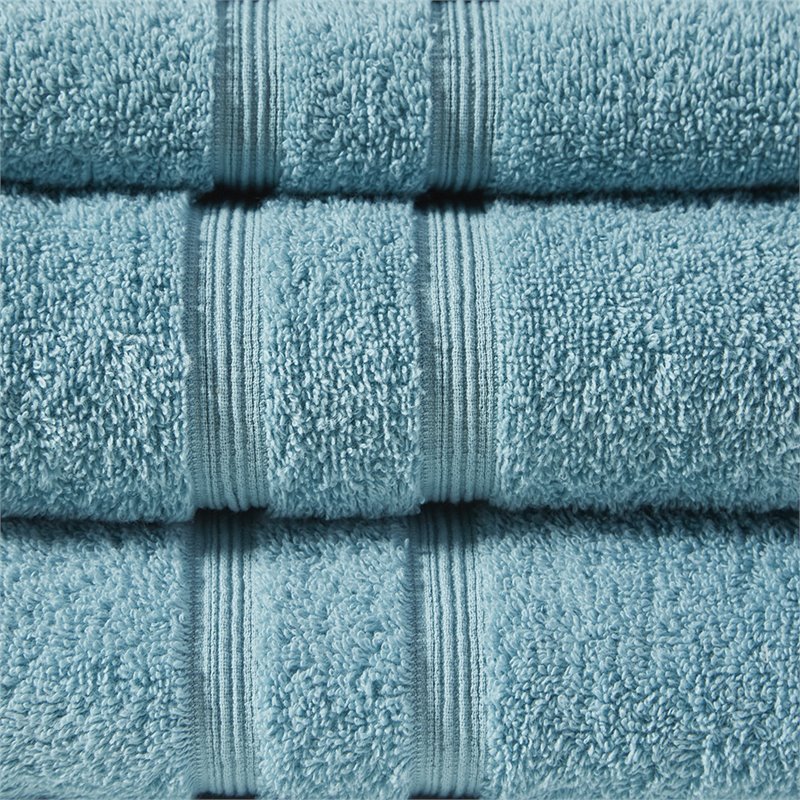 Pemberly Row 6-piece Contemporary Turkish Cotton Towel Set in Aqua Blue