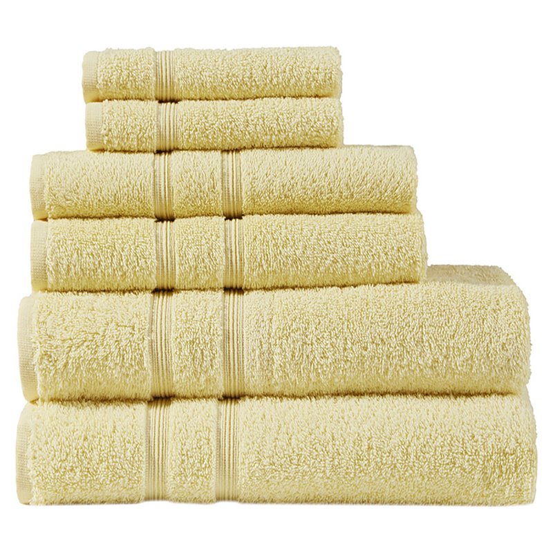 Pemberly Row 6-piece Contemporary Turkish Cotton Towel Set in Yellow