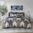 Pemberly Row Mid-Century Cotton Printed Coverlet Mini Set in Navy