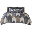 Pemberly Row Mid-Century Cotton Printed Coverlet Mini Set in Navy