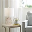Pemberly Row Transitional Glass and Fabric Table Lamp in Pink