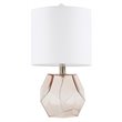 Pemberly Row Transitional Glass and Fabric Table Lamp in Pink