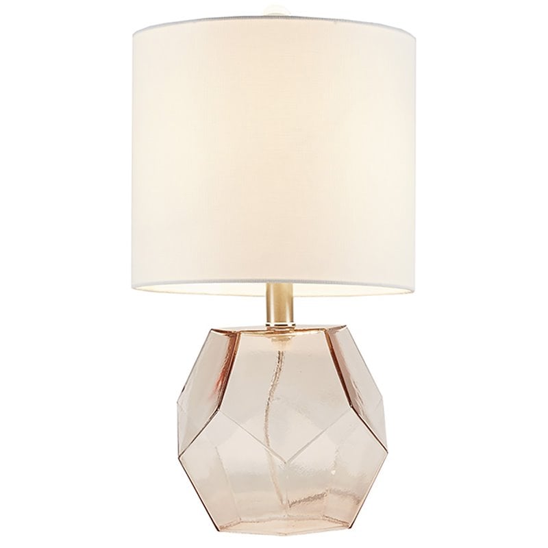 Pemberly Row Transitional Glass and Fabric Table Lamp in Pink