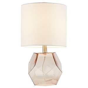Pemberly Row Transitional Glass and Fabric Table Lamp in Pink