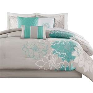 Pemberly Row 7-piece Cotton Printed Comforter Set - Aqua Blue Finish