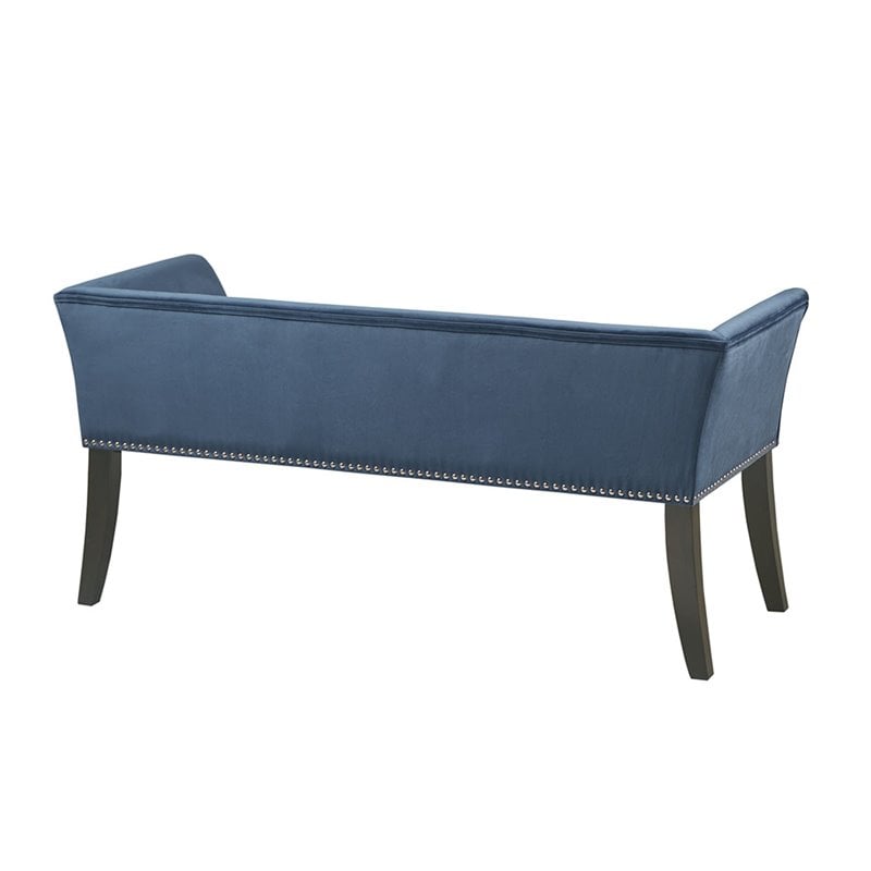 Pemberly Row Contemporary Transitional Solid Wood Accent Bench in Blue