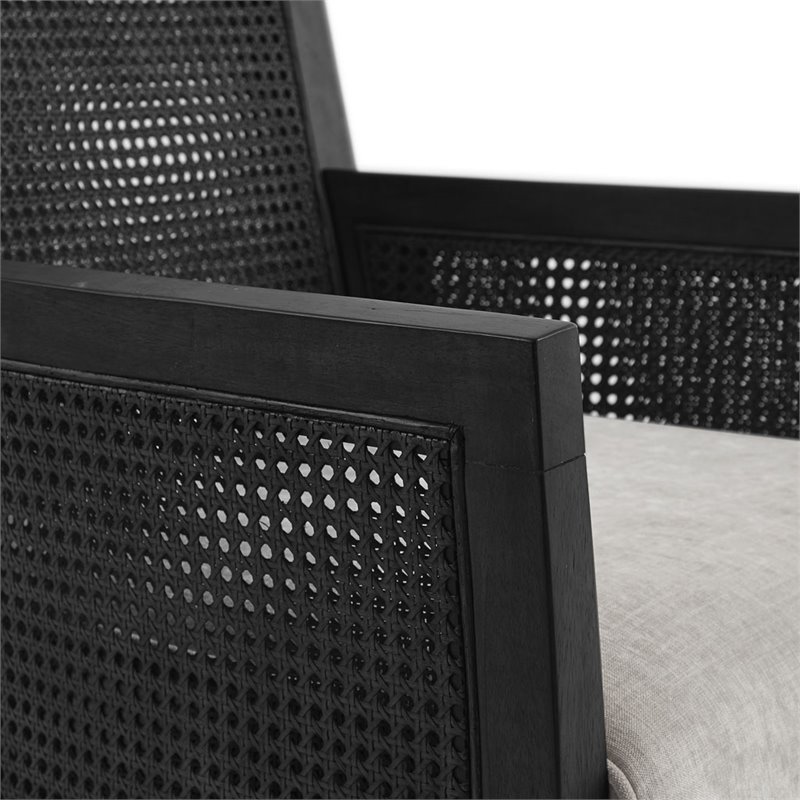 Pemberly Row Contemporary Solid Wood and Polyester Accent Chair in Black