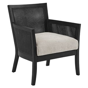 Pemberly Row Contemporary Solid Wood and Polyester Accent Chair in Black
