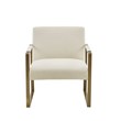 Pemberly Row Solid Wood and Polyester Accent Chair in Cream/Antique Gold