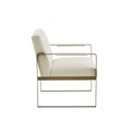 Pemberly Row Solid Wood and Polyester Accent Chair in Cream/Antique Gold