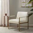 Pemberly Row Solid Wood and Polyester Accent Chair in Cream/Antique Gold