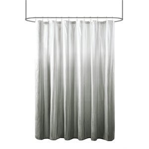 Pemberly Row Polyester Ombre Printed Seersucker Shower Curtain in Gray