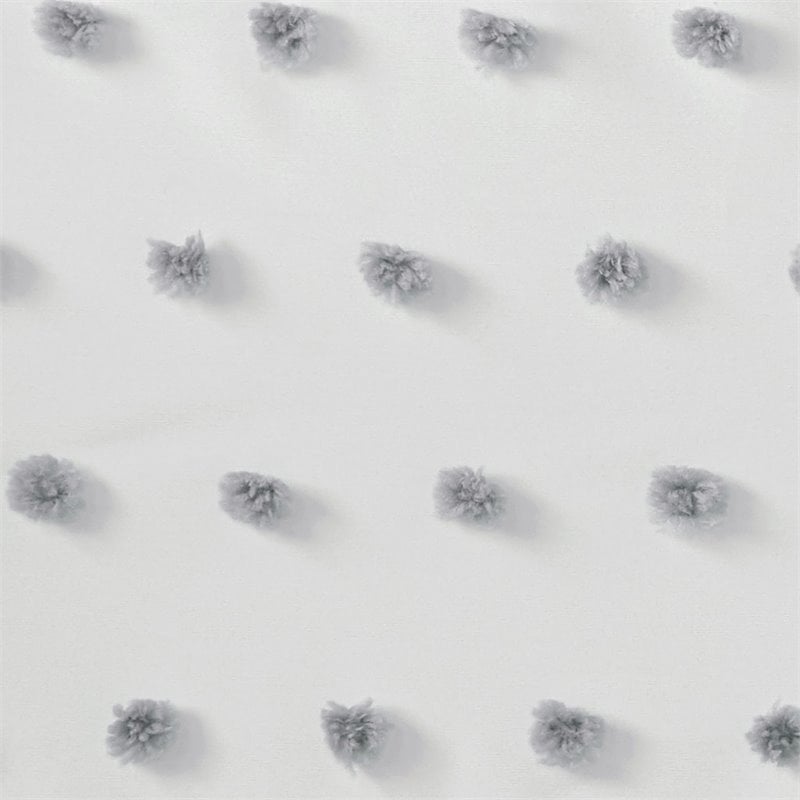 Pemberly Row Contemporary Polyester Clip Shower Curtain in Gray/White